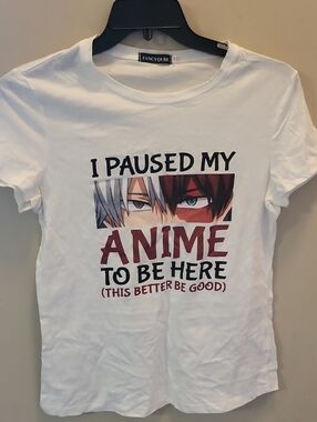 Fancyqube Kids White Short Sleeve "I Paused My Anime" Tee